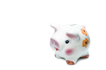 Cute Picky bank isolated on white background with Clipping Path. Saving Concept.の写真素材