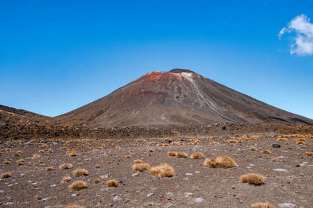 Beautiful Landscape view of Tongariro Crossing track on a beautiful day with blue sky, North Island, New Zealand..の写真素材