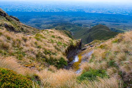 The beautiful scenery landscape view of the mountain with blue sky. View from a high mountain.の写真素材