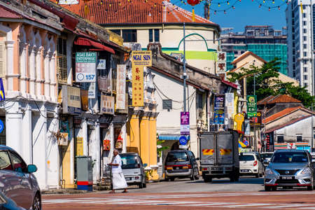 Penang, Malaysia - 2019, March 4th : Street view lifestyles scene of the people and buildings in the city.のeditorial素材