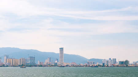 Penang, Malaysia - 2019, March 4th : Malaysia, Georgetown, Penang, View of the city and ocean from the ferry.のeditorial素材
