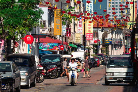 Penang, Malaysia - 2019, March 4th : Street view lifestyles scene of the people and buildings in the city.のeditorial素材