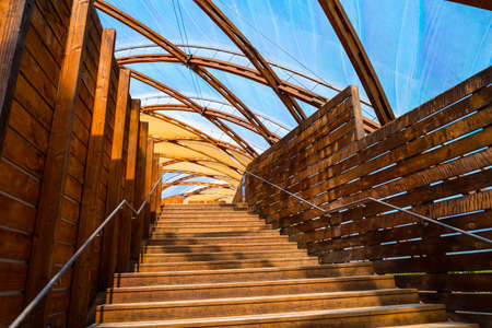 The wooden staircaseの写真素材