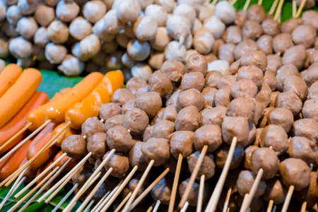 Thai Street food seafood and pork BBQ.の写真素材