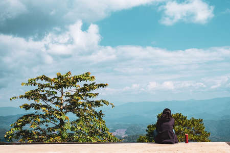 Beautiful scenic landscape mountain and nature at Doi Kiew Lom Viewpoint, Mae Hong Son, Thailand....