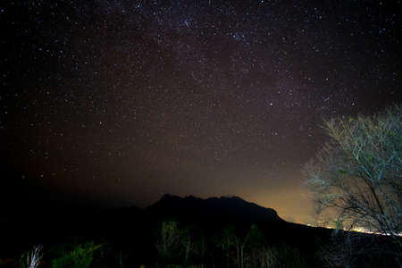 Starry Night Scene at Doi Luang, Chiang Dao, Chiang Mai, Thailand. View from the high mountain, Ban...