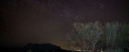 Starry Night Scene at Doi Luang, Chiang Dao, Chiang Mai, Thailand. View from the high mountain, Ban San Pa Kia High Mountain Agriculture.の写真素材