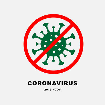 Corona Virus, Covit 19, 2019-nCOV, Stop sign and Green Icon isolated on white background. Vector Illustration,のイラスト素材