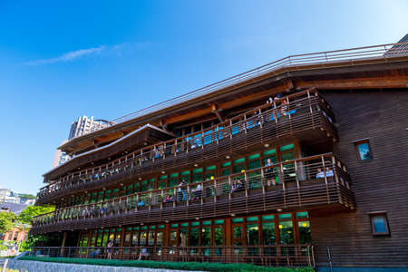 TAIWAN, TAIPEI - 6th Oct 2019 - Beitou Hot Spring public library. the iconic wooden building.のeditorial素材