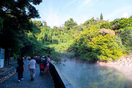 TAIWAN, TAIPEI - 6th Oct 2019 - Beitou Hot Spring, the geothermal historical hotspring place in the city.のeditorial素材
