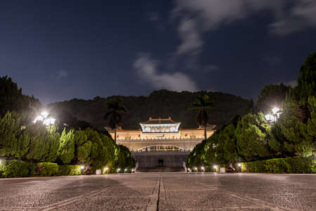 TAIWAN, TAIPEI - 8th Oct 2019 - Gu Gong National Palace Museum, The Chinese architecture buildings, Night sceneのeditorial素材
