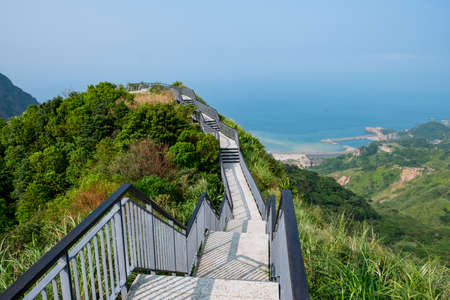 Panoramic View of The Beautiful Coastline, Yinyang Sea, Geographic Park, New Taipei City, Taiwanのeditorial素材