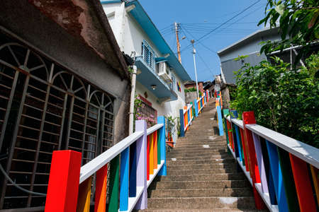 The rainbows staircase  Chuen Ji Hall, Ruifang District, New Taipei City, Taiwanのeditorial素材