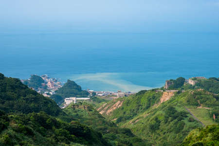 Panoramic View of The Beautiful Coastline, Yinyang Sea, Geographic Park, New Taipei City, Taiwanのeditorial素材