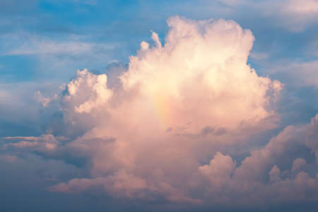 Blue sky with white clouds background. Panorama view.の写真素材