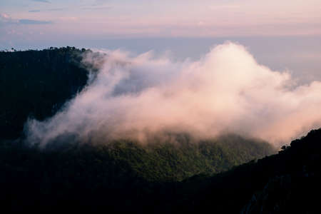beautiful landscape of the mountain rage at sunsetの写真素材
