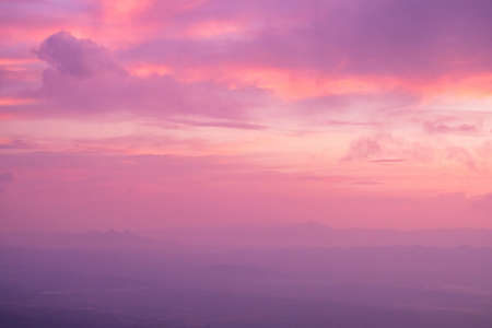 Panorama landscape view of the mountain and clouds. Sunrise scene. Payao, Thailand.の写真素材
