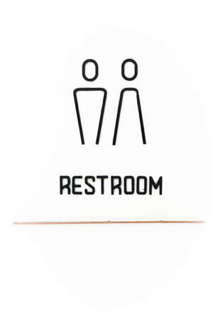 Restroom sign with male and female figures on white background. Vector illustration.の写真素材