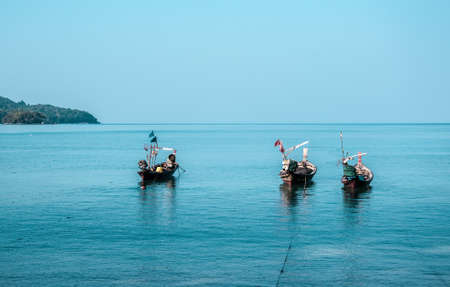 Fisherman Boats in Andaman Sea, Phuket Thailand.の写真素材