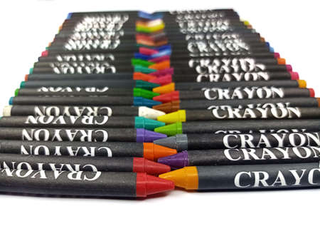 Beautifully arranged rows of oil pencils.の写真素材