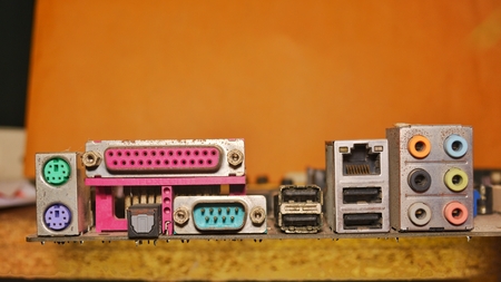 Motherboard for long-running PC causes damage.の写真素材