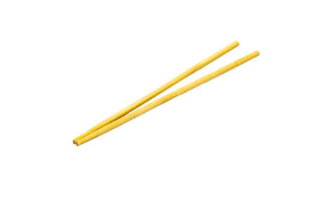 Bamboo chopsticks set against a white backdrop.の写真素材