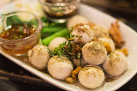 Boiled pork moist ball dipsの写真素材