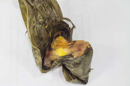 Asian Chinese Rice Dumpling, Zongzi, Isolated on White Background.の写真素材