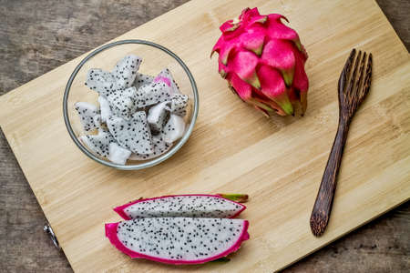 Dragon fruit placed on a stick