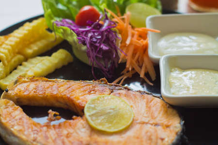 Salmon steakの写真素材