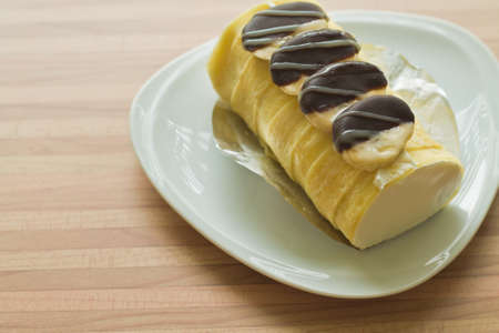 banana crepe cakeの写真素材