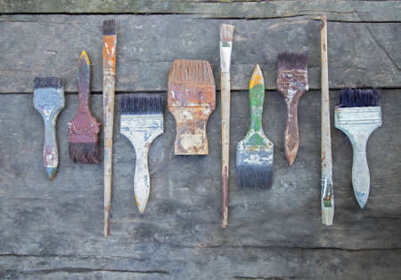 brush on woodの写真素材