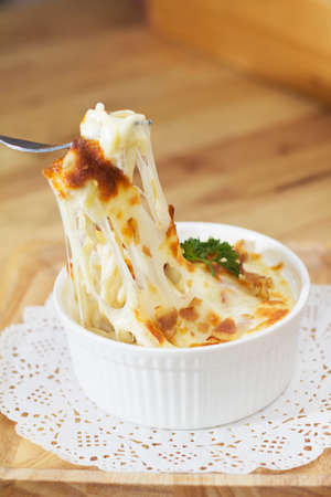 The spaghetti baked cheese.の写真素材