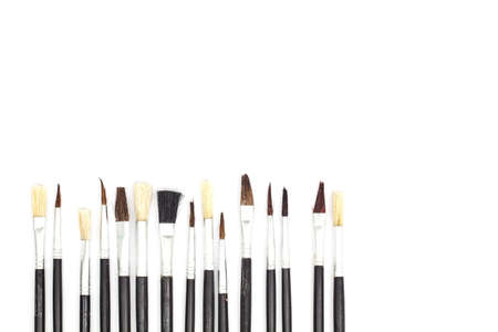 Old paint brush space Isolated white backgroundの写真素材