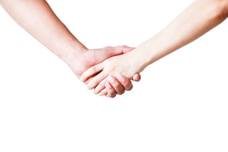 Women handshake concept relationships, love and business isolated white backgroundの写真素材