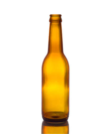Empty bottle green Isolated white backgroundの写真素材