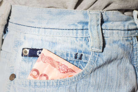 Money in the jeans pocketの写真素材