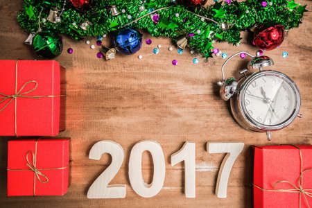 Christmas symbols colorful stars and colored bell surface texture Happy New Year 2017 holiday.の写真素材