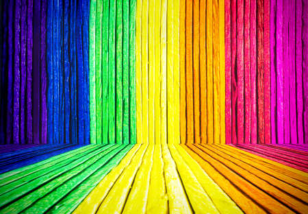 Rainbow wood texture backgroundの写真素材