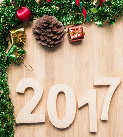 Christmas symbols colorful stars and colored bell surface texture Happy New Year 2017 holiday.の写真素材