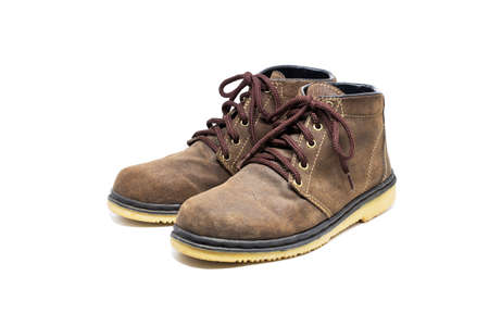 leather shoes isolated white backgroundの写真素材