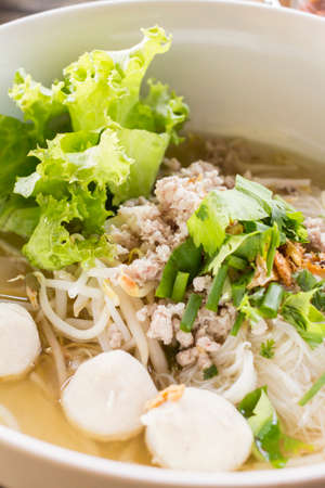 noodle on woodの写真素材