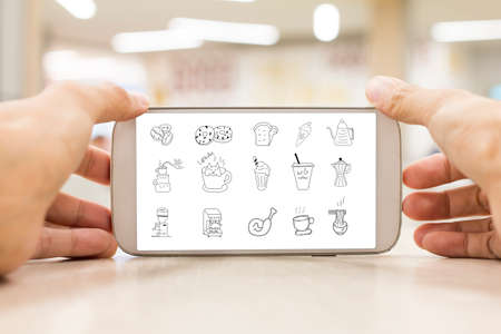 Mobile Media icon set food and beverage concepts の写真素材