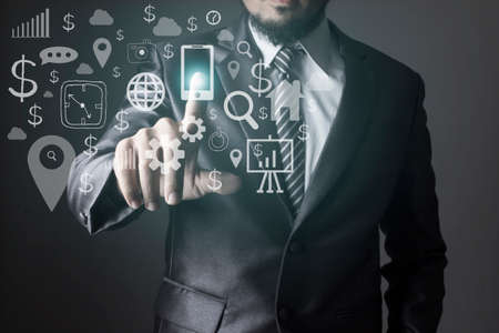 Business man touching の写真素材
