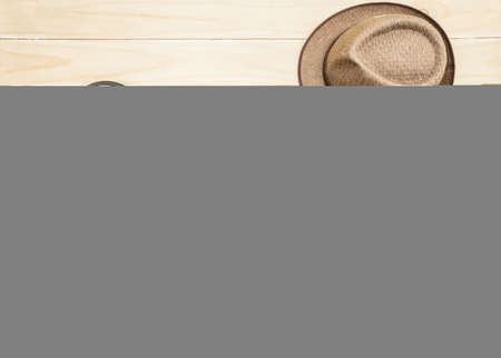 Clothing and apparel for men on a wooden background.の写真素材