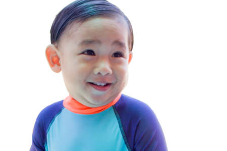 boy smiling isolated  background.の写真素材
