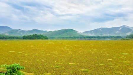 Blue sky Panorama and green mountains Beautiful landscapesの写真素材