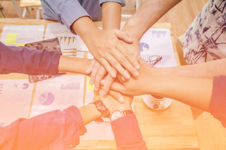 Close up ,Hands Group businessmen together create a mutually beneficial business relationship....