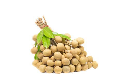 Fresh longan fruits  isolated on white background. top fruit in  Lamphun Thailand