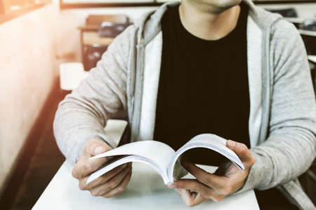 Education People Reading Books Study Concept,University students open books in the library with...